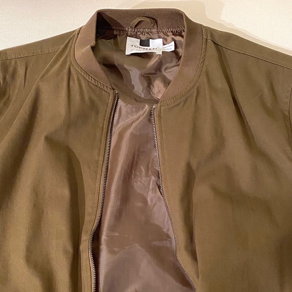 TOPMAN LIGHTWEIGHT MEN'S BOMBER JACKET, OLIVE/KHAKI, 100% COTTON, SIZE MED. NWOT - Picture 7 of 12
